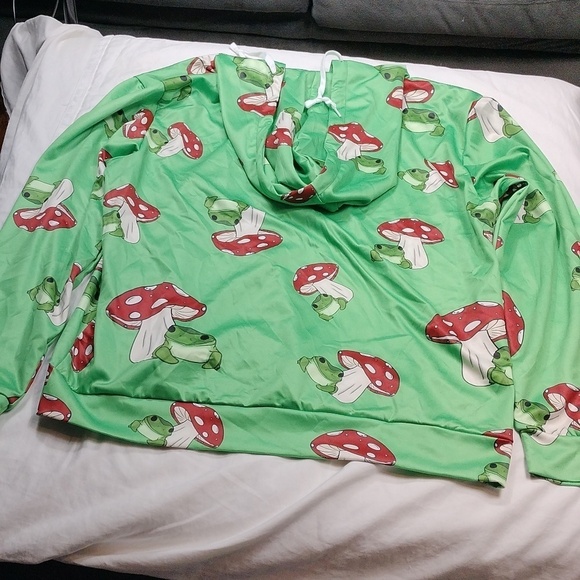 Frog and mushroom women's hoodie size 3X - Picture 7 of 10